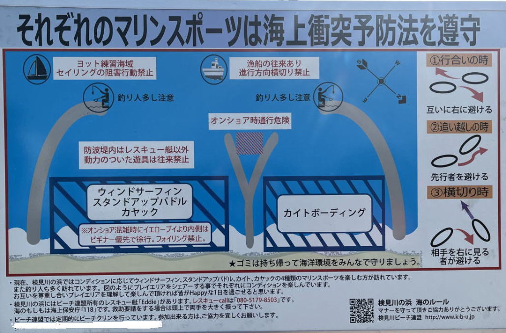 検見川の海ルール案内看板 検見川ビーチ連盟看板
